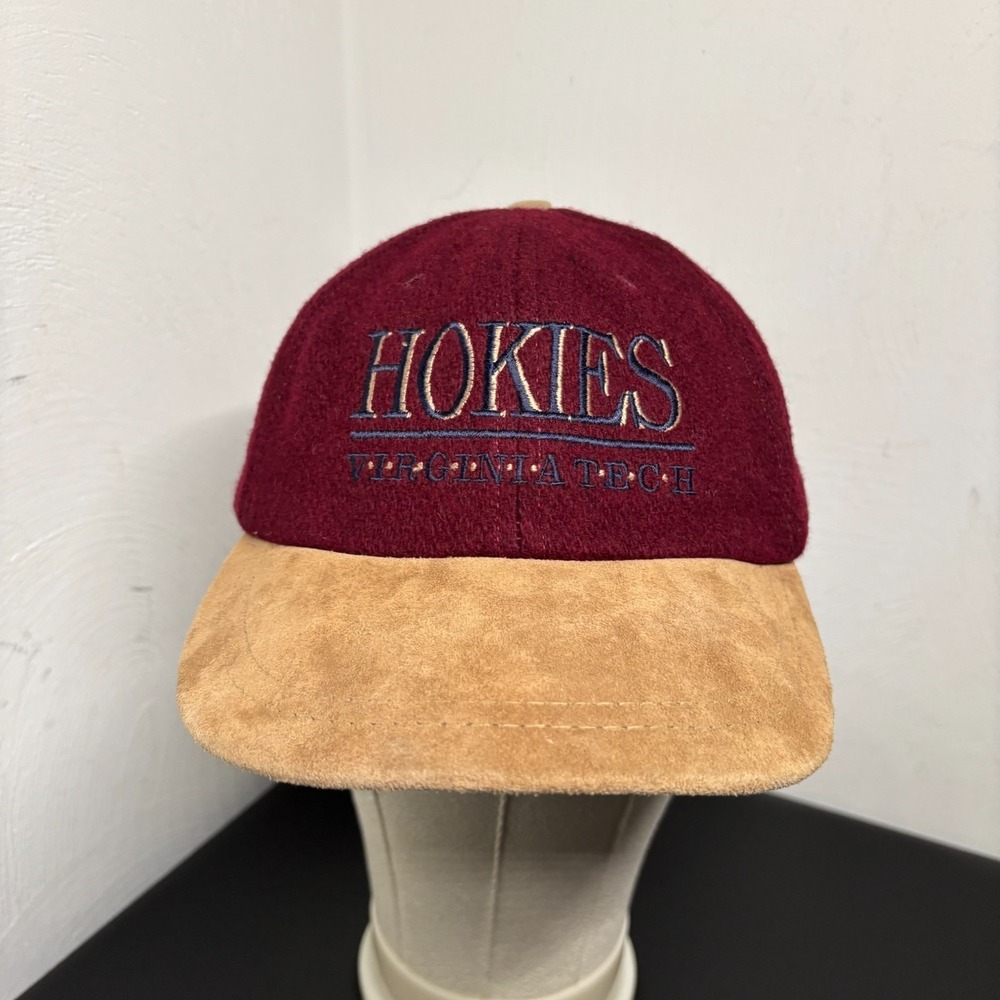 Vintage Virginia Tech Hokies Hat Made in USA University Square Maroon‎ VT Cap OS
